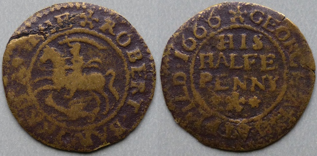 Hatfield, Robert Barnard 1666 halfpenny Hatfield, Robert Barnard 1666 halfpenny